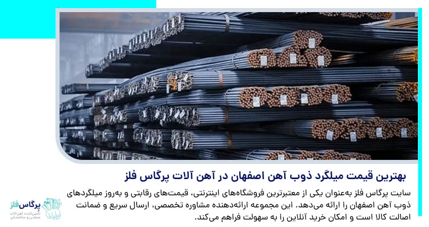بهترین قیمت میلگرد ذوب آهن اصفهان در آهن آلات پرگاس فلز